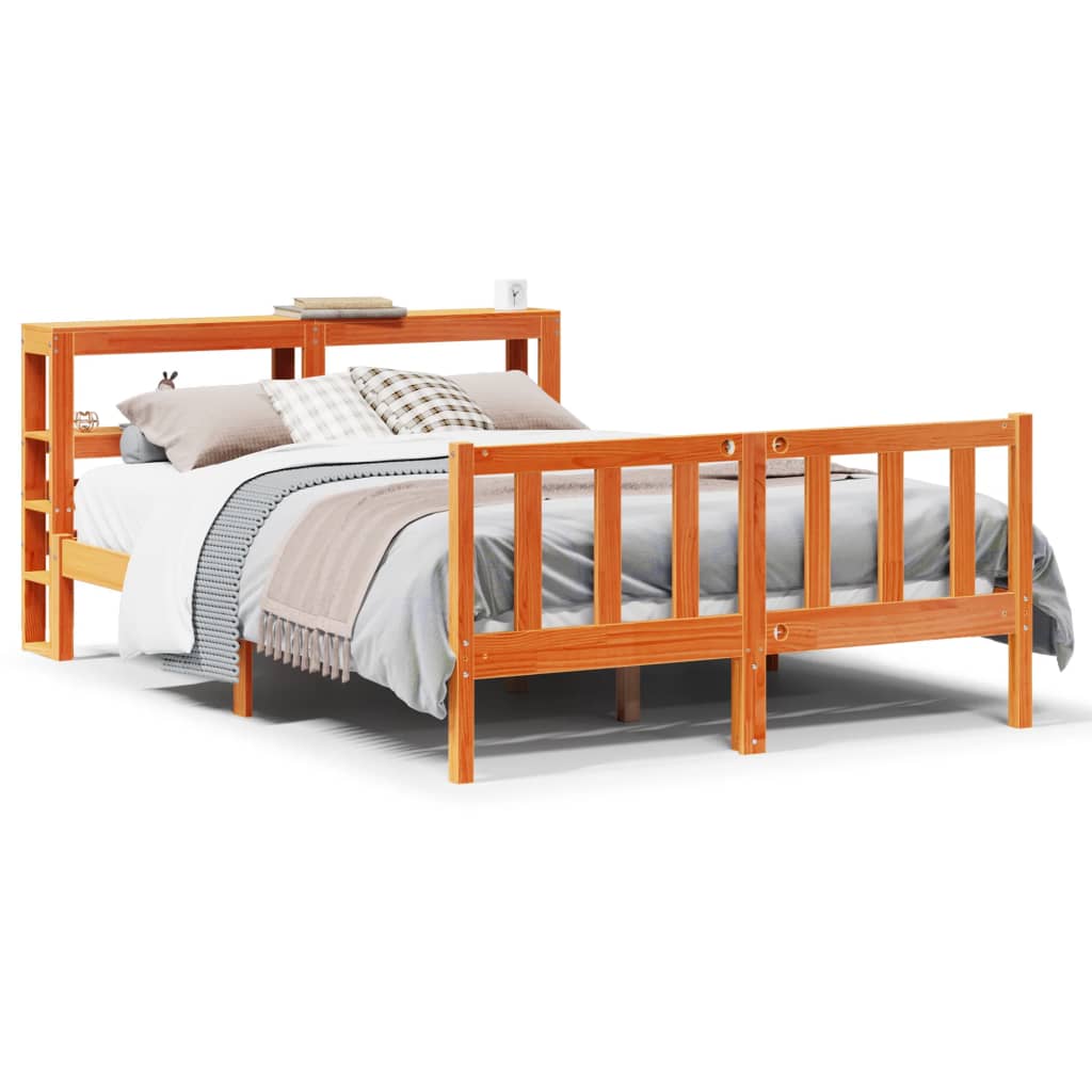 Bedframe Met Hoofdbord Massief Grenenhout Was