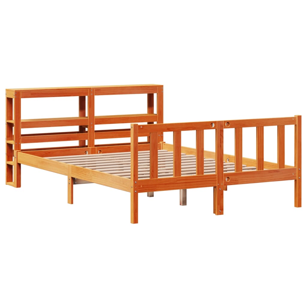 Bedframe Met Hoofdbord Massief Grenenhout Was