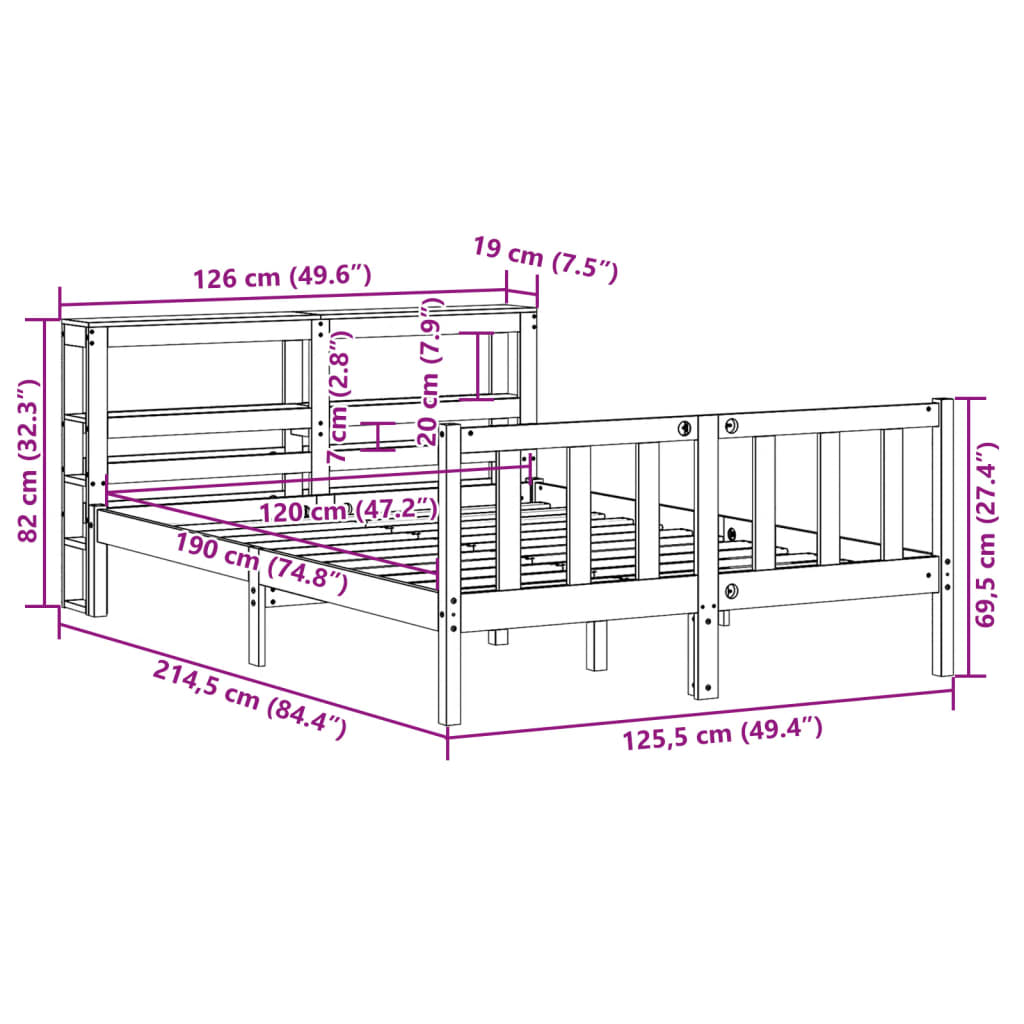 Bedframe Met Hoofdbord Massief Grenenhout Was