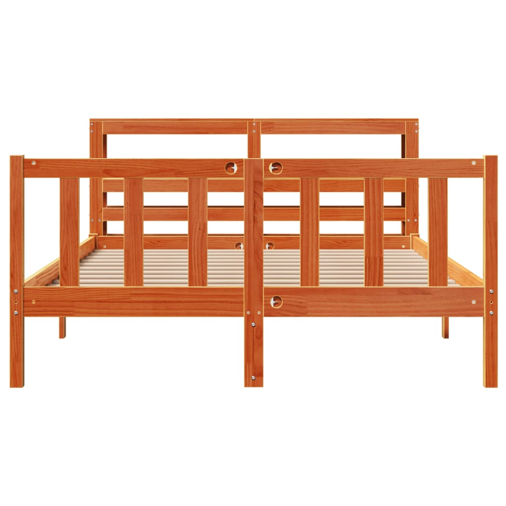 Bedframe Met Hoofdbord Massief Grenenhout Was