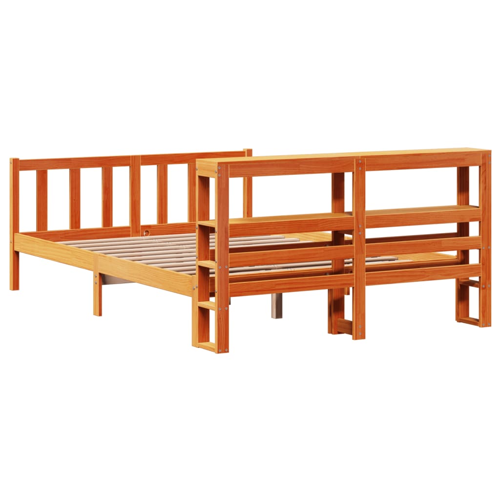 Bedframe Met Hoofdbord Massief Grenenhout Was