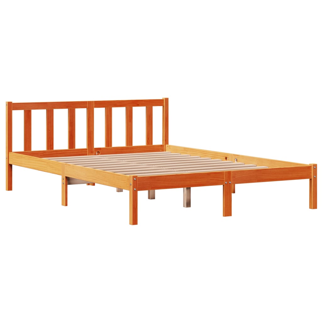 Bedframe Met Hoofdbord Massief Grenenhout Was