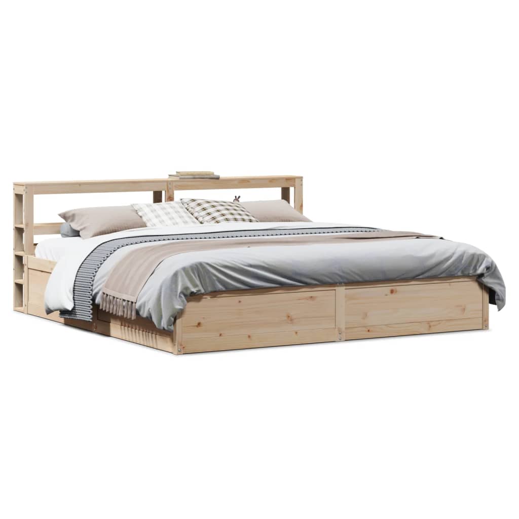 Bedframe Met Hoofdbord Massief Grenenhout