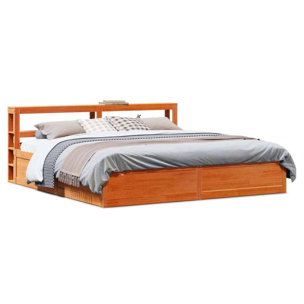 Bedframe Met Hoofdbord Massief Grenenhout