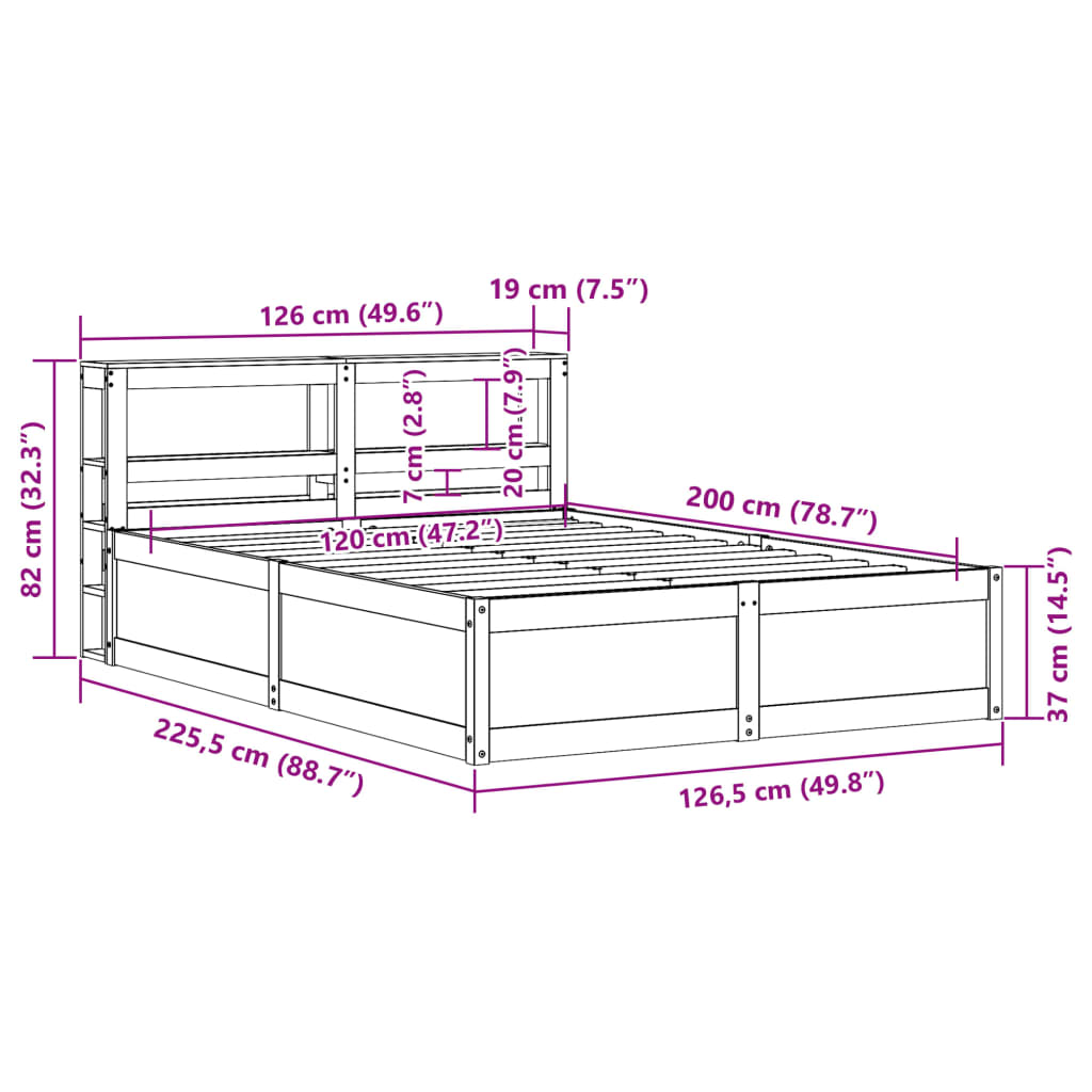 Bedframe Met Hoofdbord Massief Grenenhout