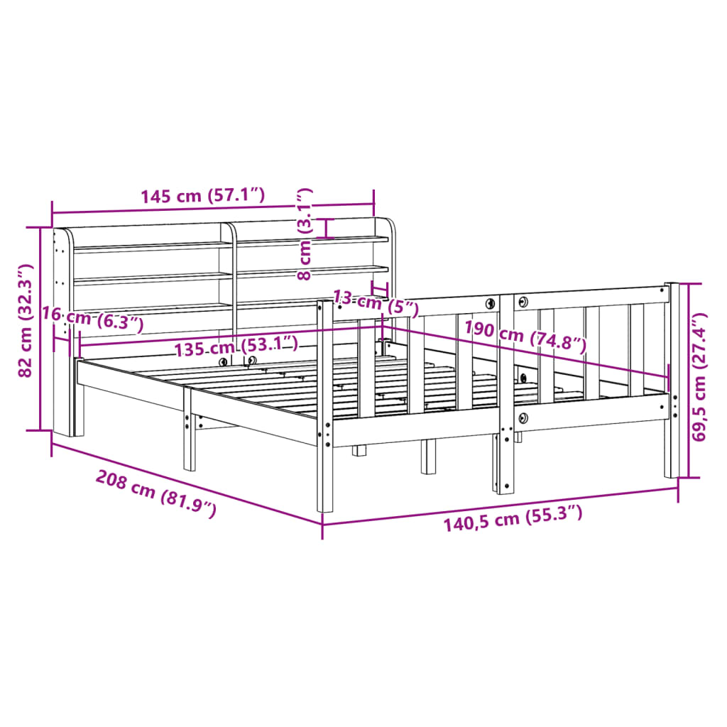 Bedframe Zonder Matras Massief Grenenhout