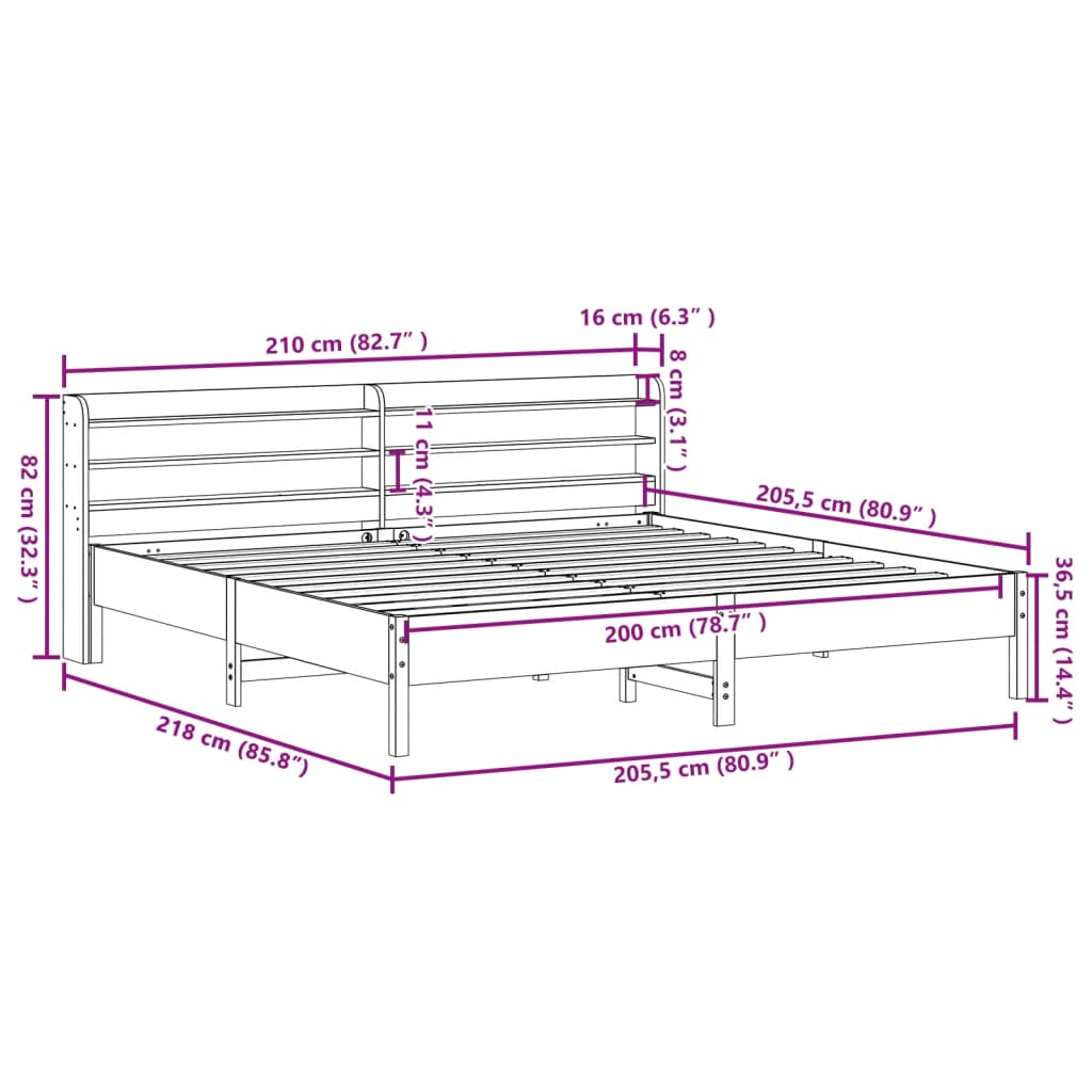 Bedframe Zonder Matras Massief Grenenhout