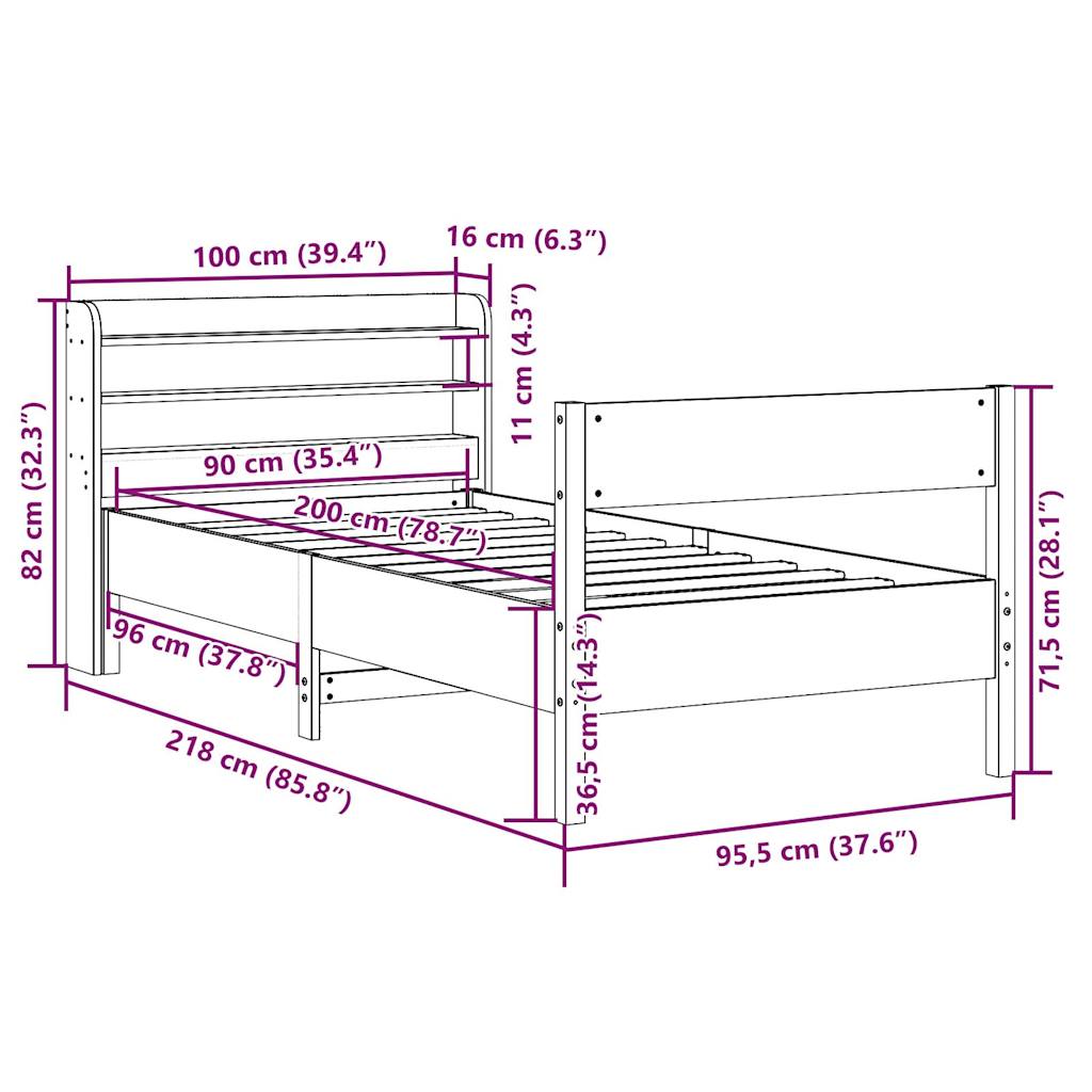 Bedframe Zonder Matras Massief Grenenhout