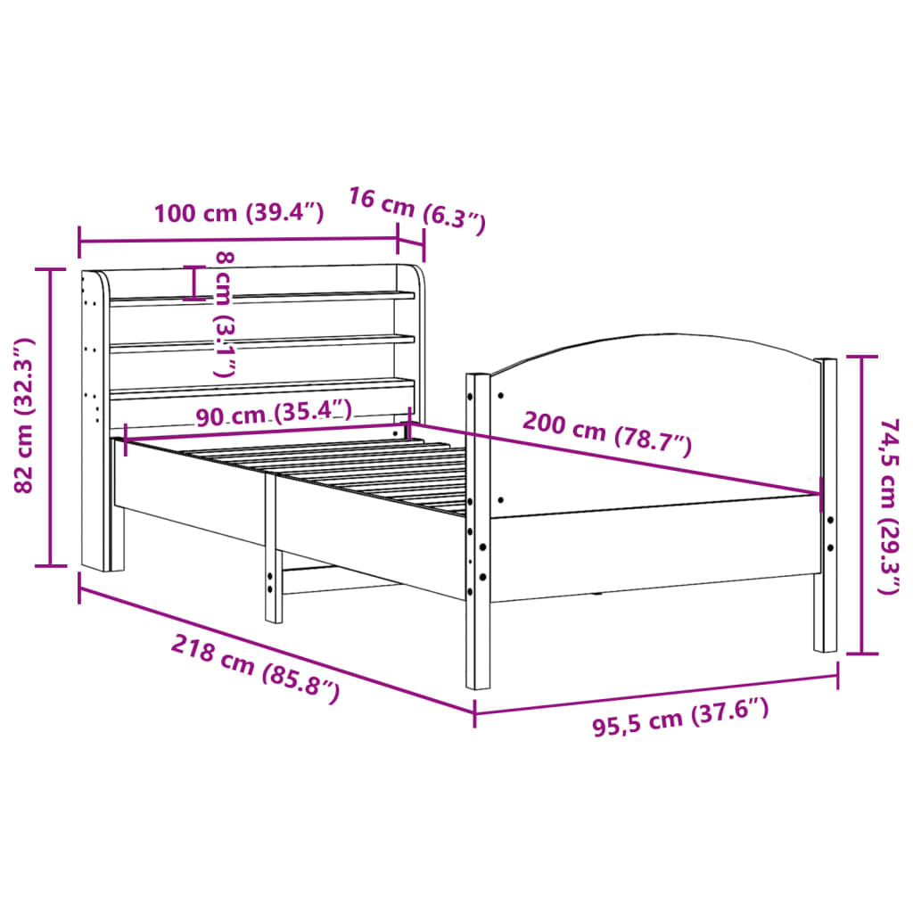 Bedframe Zonder Matras Massief Grenenhout