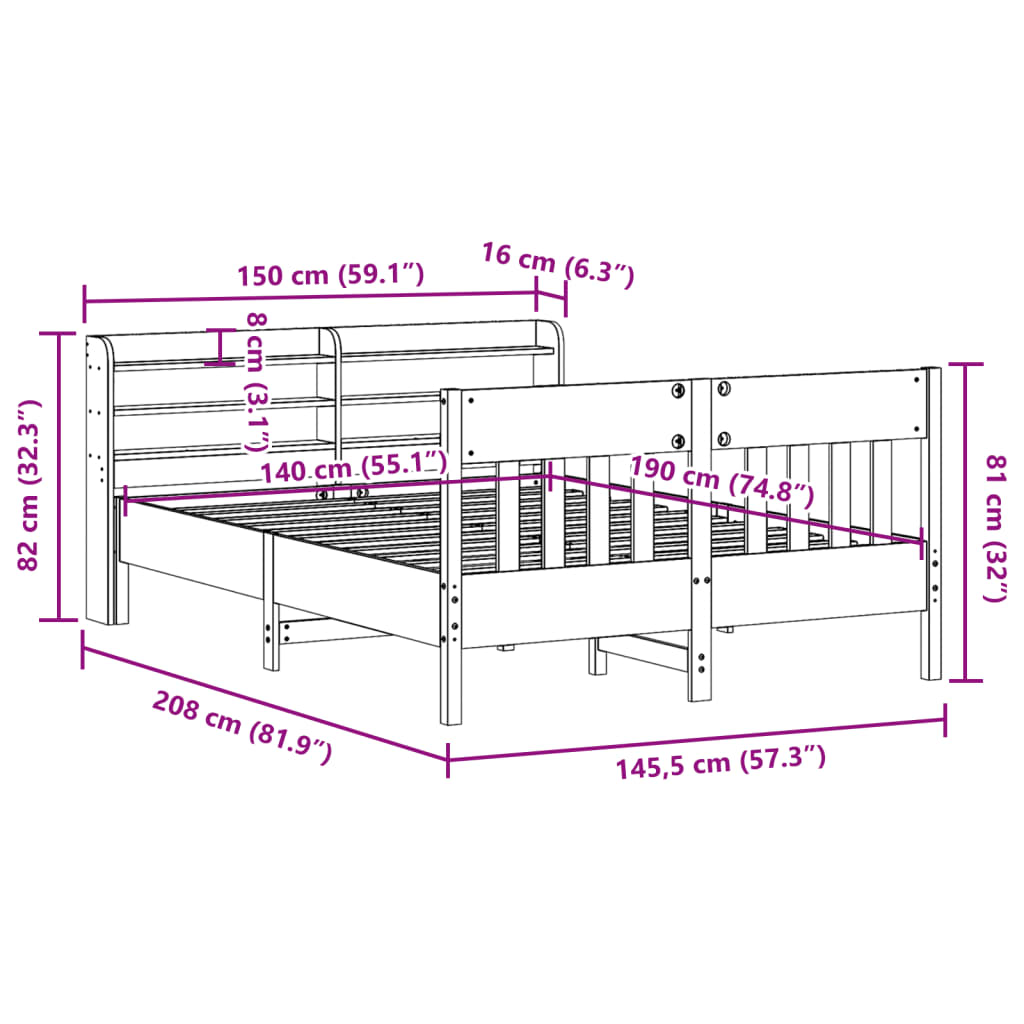 Bedframe Zonder Matras Massief Grenenhout