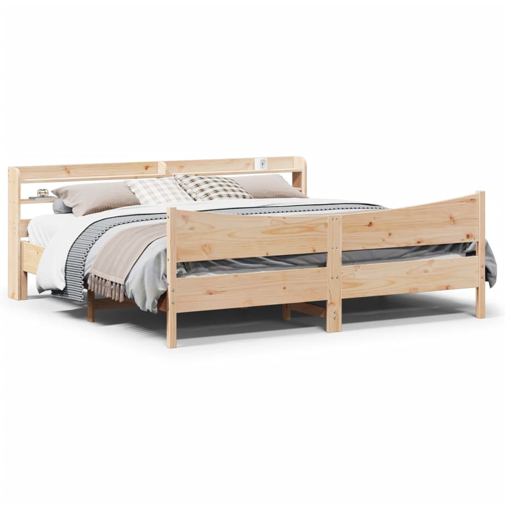 Bedframe Met Hoofdbord Massief Grenenhout