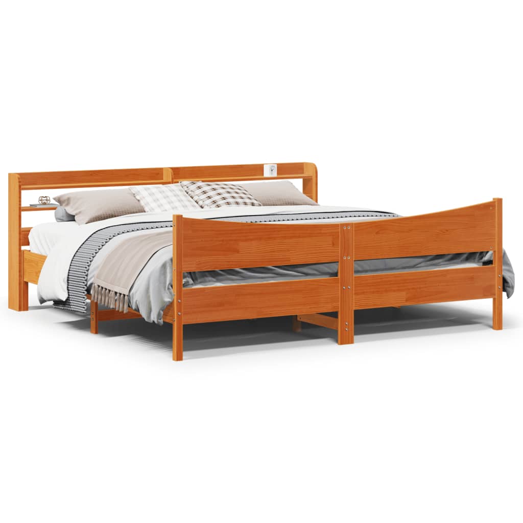 Bedframe Met Hoofdbord Massief Grenenhout