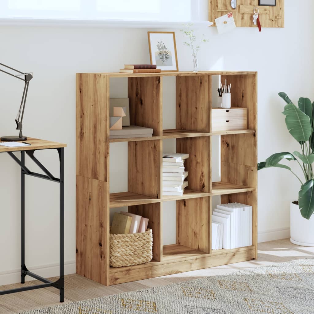 Boekenkast 102X32X Bewerkt Hout Artisanaal Kleurig Eiken