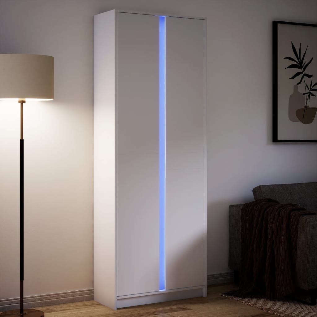 Hoge Kast Met Led 41,5X32,5X200 Cm Bewerkt Hout Bruin Eiken