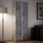 Hoge Kast Met Led 41,5X32,5X200 Cm Bewerkt Hout Bruin Eiken