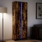 Hoge Kast Met Led 41,5X32,5X200 Cm Bewerkt Hout Bruin Eiken