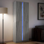 Hoge Kast Met Led 41,5X32,5X200 Cm Bewerkt Hout Bruin Eiken
