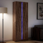 Hoge Kast Met Led 41,5X32,5X200 Cm Bewerkt Hout Bruin Eiken