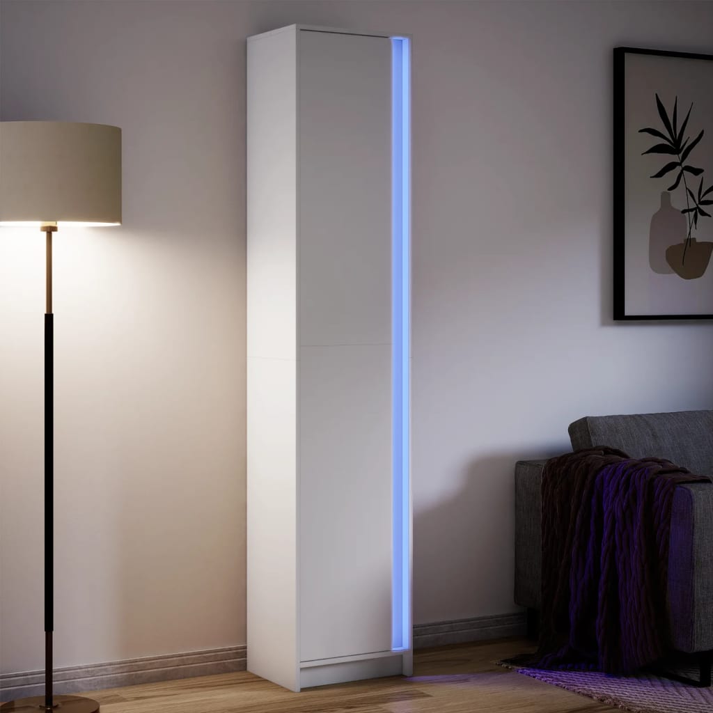 Hoge Kast Met Led 41,5X32,5X200 Cm Bewerkt Hout Bruin Eiken