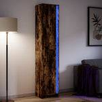 Hoge Kast Met Led 41,5X32,5X200 Cm Bewerkt Hout Bruin Eiken