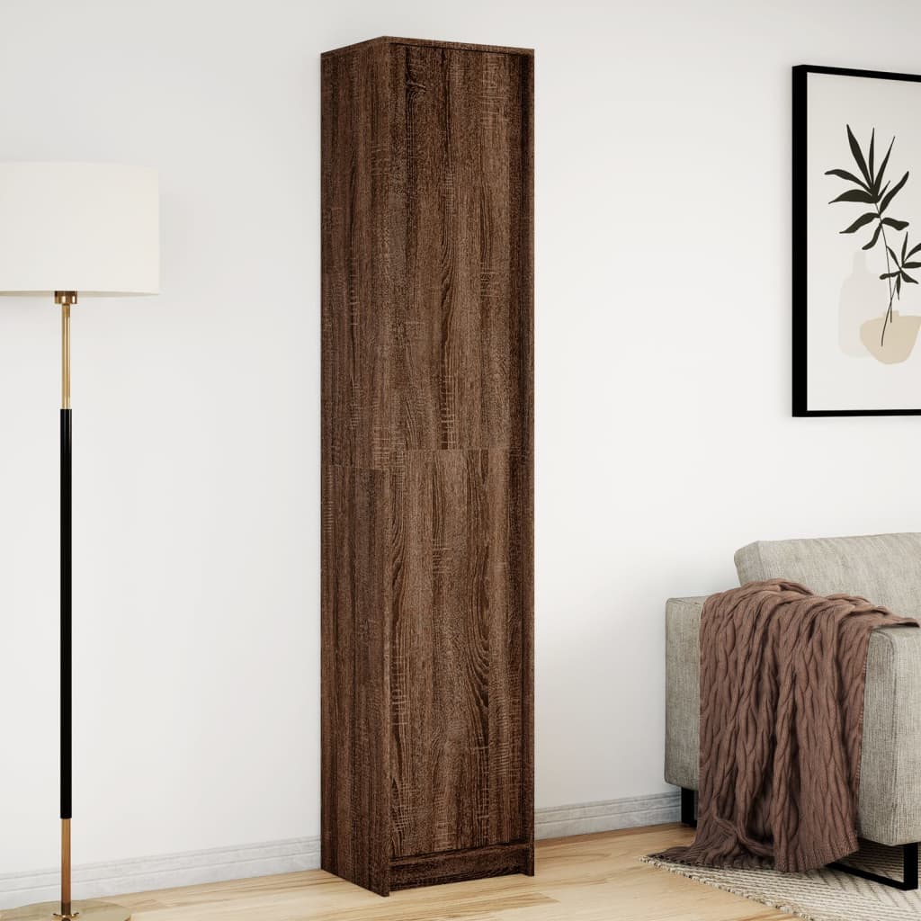 Hoge Kast Met Led 41,5X32,5X200 Cm Bewerkt Hout Bruin Eiken