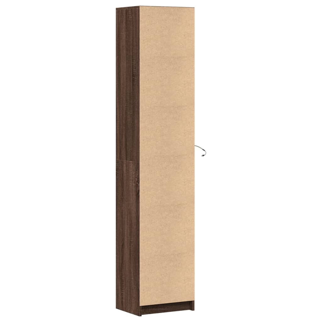 Hoge Kast Met Led 41,5X32,5X200 Cm Bewerkt Hout Bruin Eiken