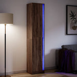 Hoge Kast Met Led 41,5X32,5X200 Cm Bewerkt Hout Bruin Eiken