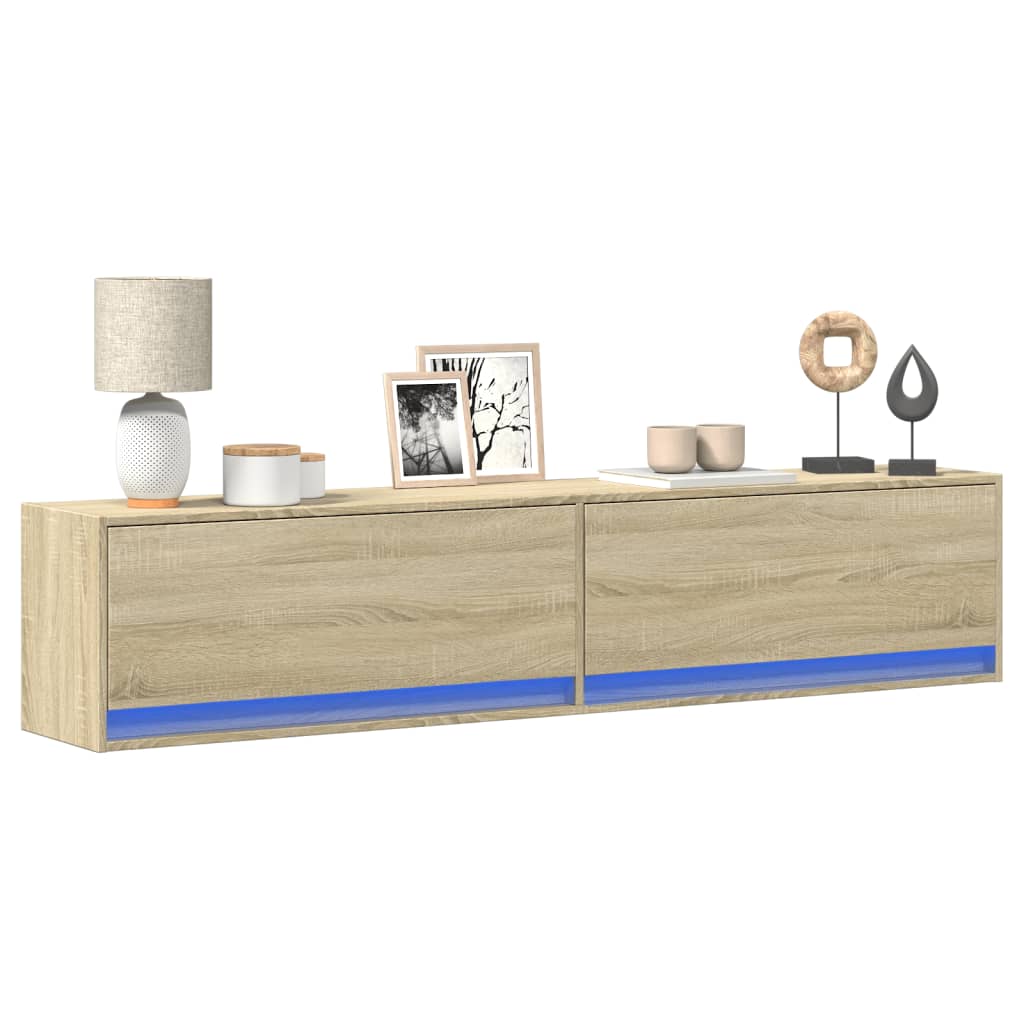 Tv-Wandmeubel Met Led-Verlichting 80X31X35 Cm