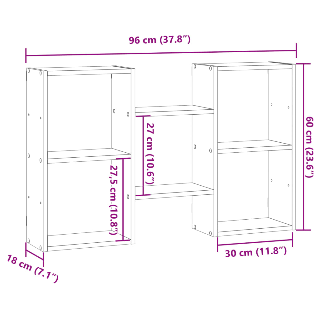 Wandschap 96X18X60 Cm Bewerkt Hout