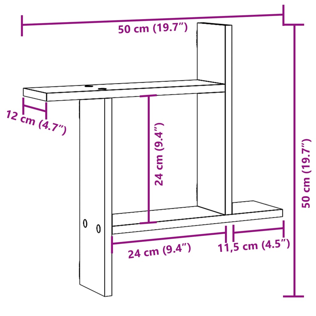 Wandschappen 2 St Bewerkt Hout Kleurig