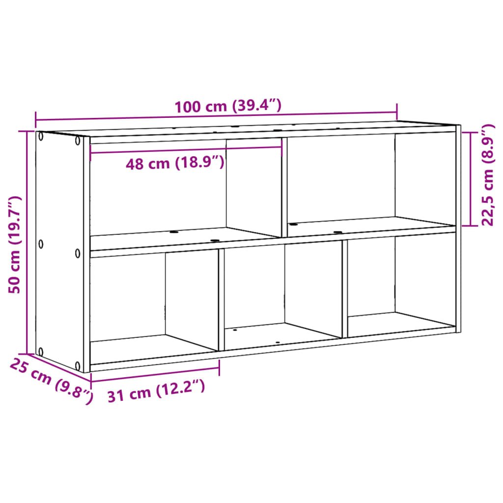 Wandschap 100X25X50 Cm Bewerkt Hout