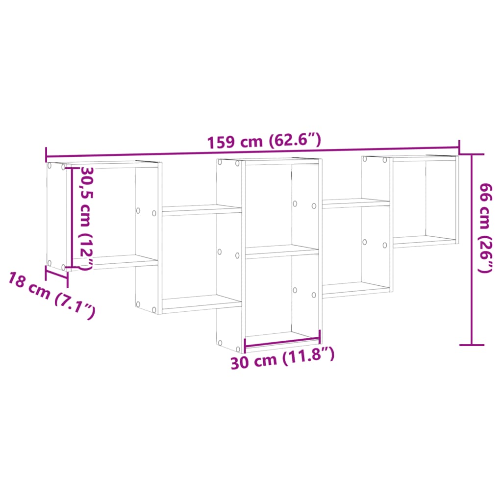 Wandschap 159X18X66 Cm Bewerkt Hout