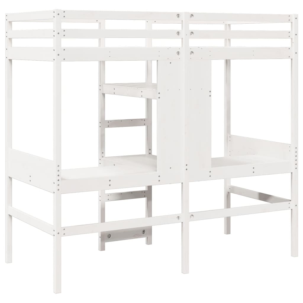 Hoogslaper Met Bureau En Schappen Grenenhout 90X200Cm