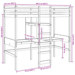 Hoogslaper Met Bureau En Schappen Grenenhout 90X200Cm