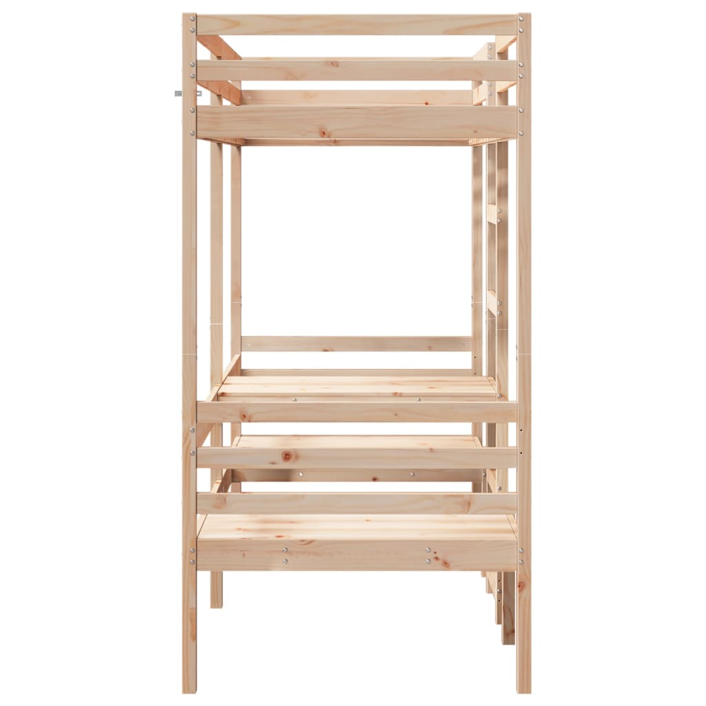 Hoogslaper Met Bureau En Stoelen Massief Grenenhout 90X200Cm