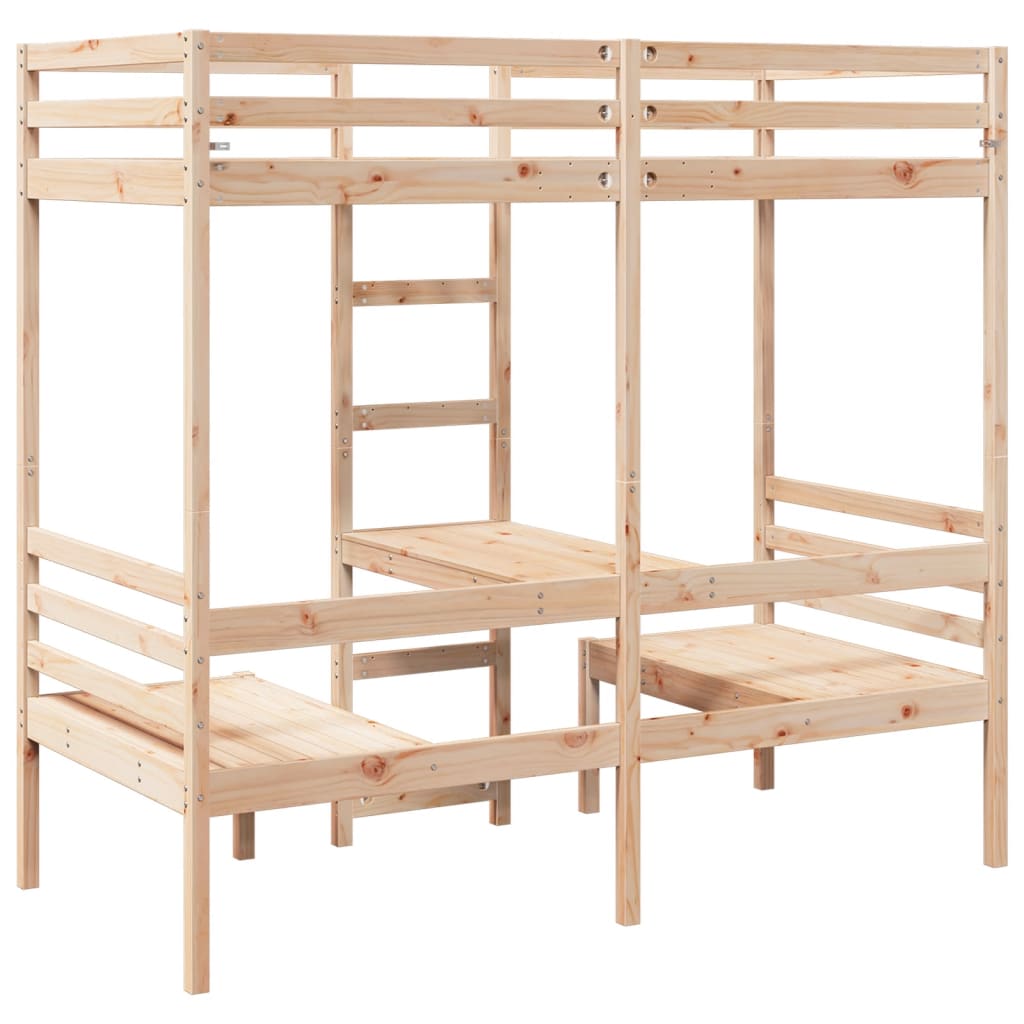 Hoogslaper Met Bureau En Stoelen Massief Grenenhout 90X200Cm