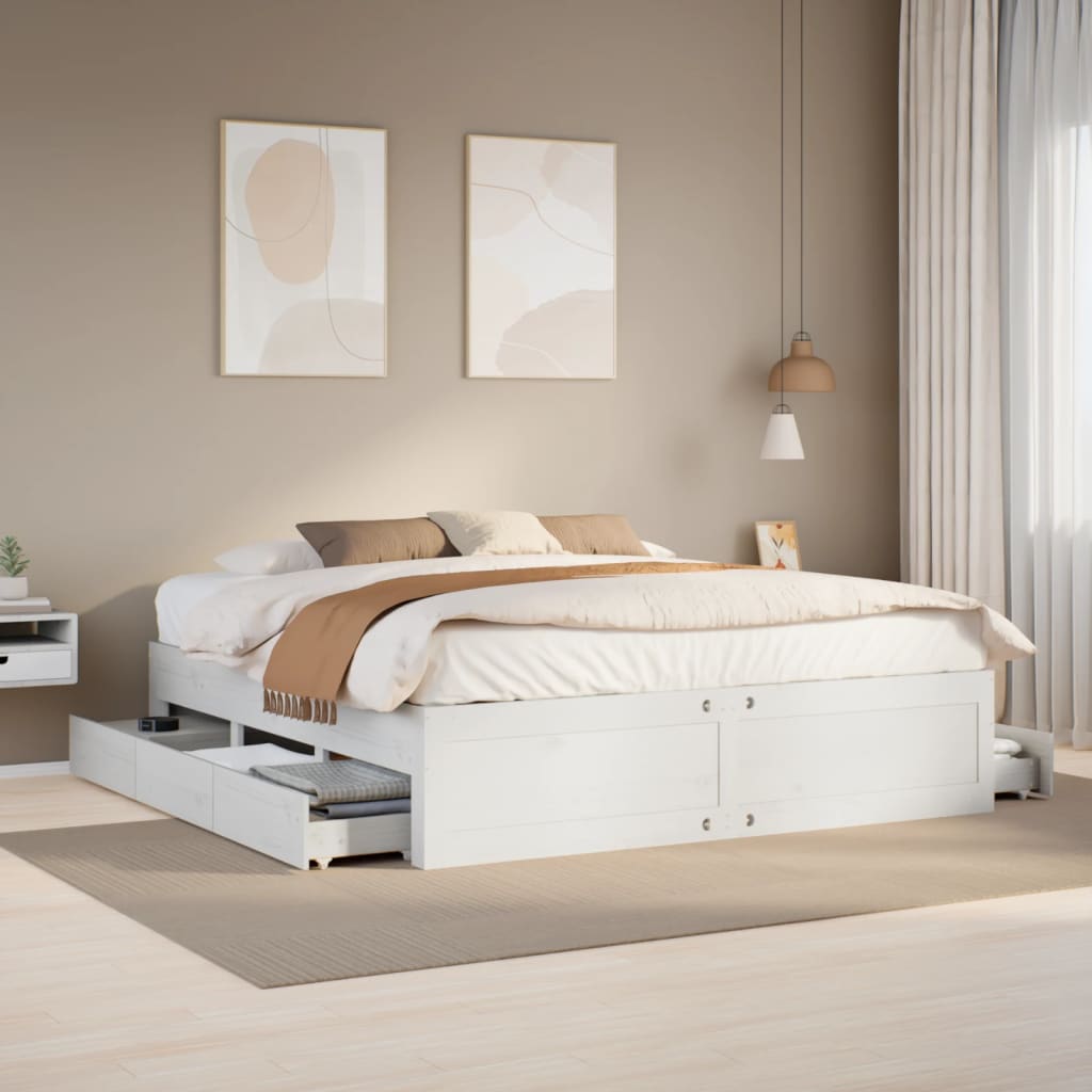 Bedframe Zonder Matras Met Lades Grenenhout