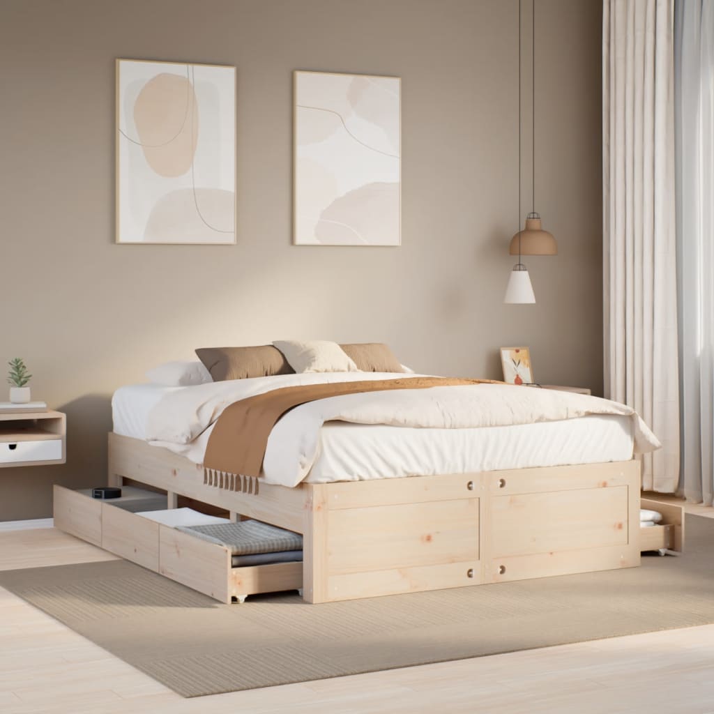 Bedframe Zonder Matras Met Lades Grenenhout