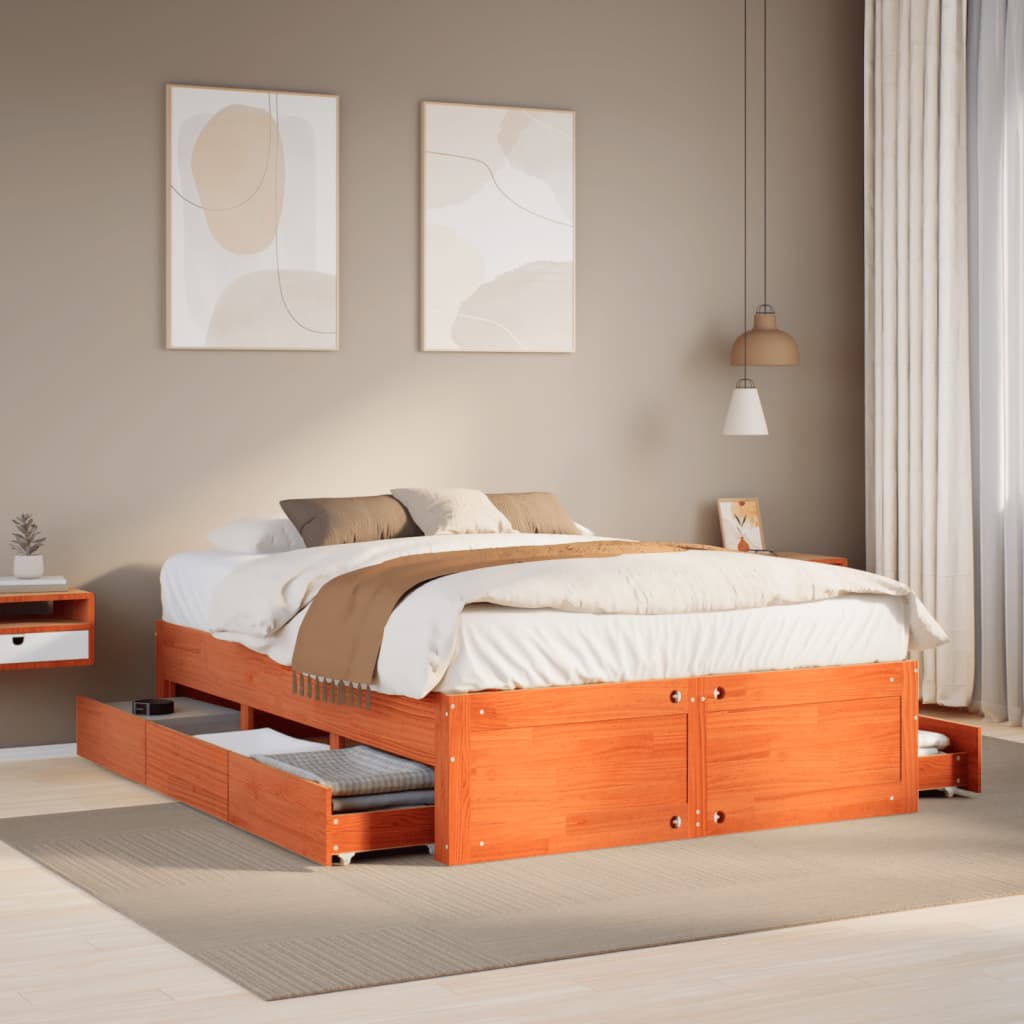 Bedframe Zonder Matras Met Lades Grenenhout