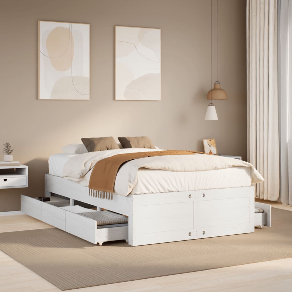 Bedframe Zonder Matras Met Lades Grenenhout