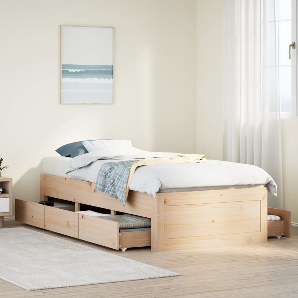 Bedframe Zonder Matras Met Lades Grenenhout