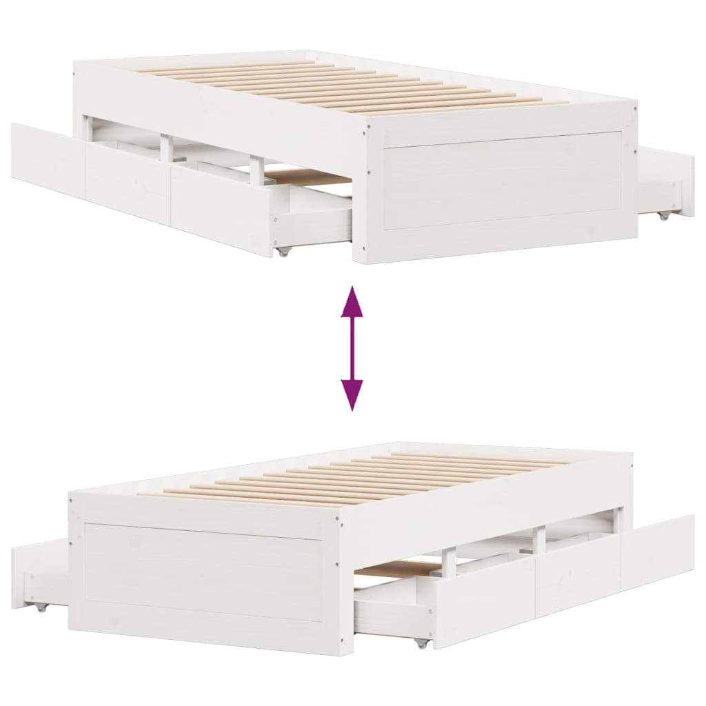 Bedframe Zonder Matras Met Lades Grenenhout