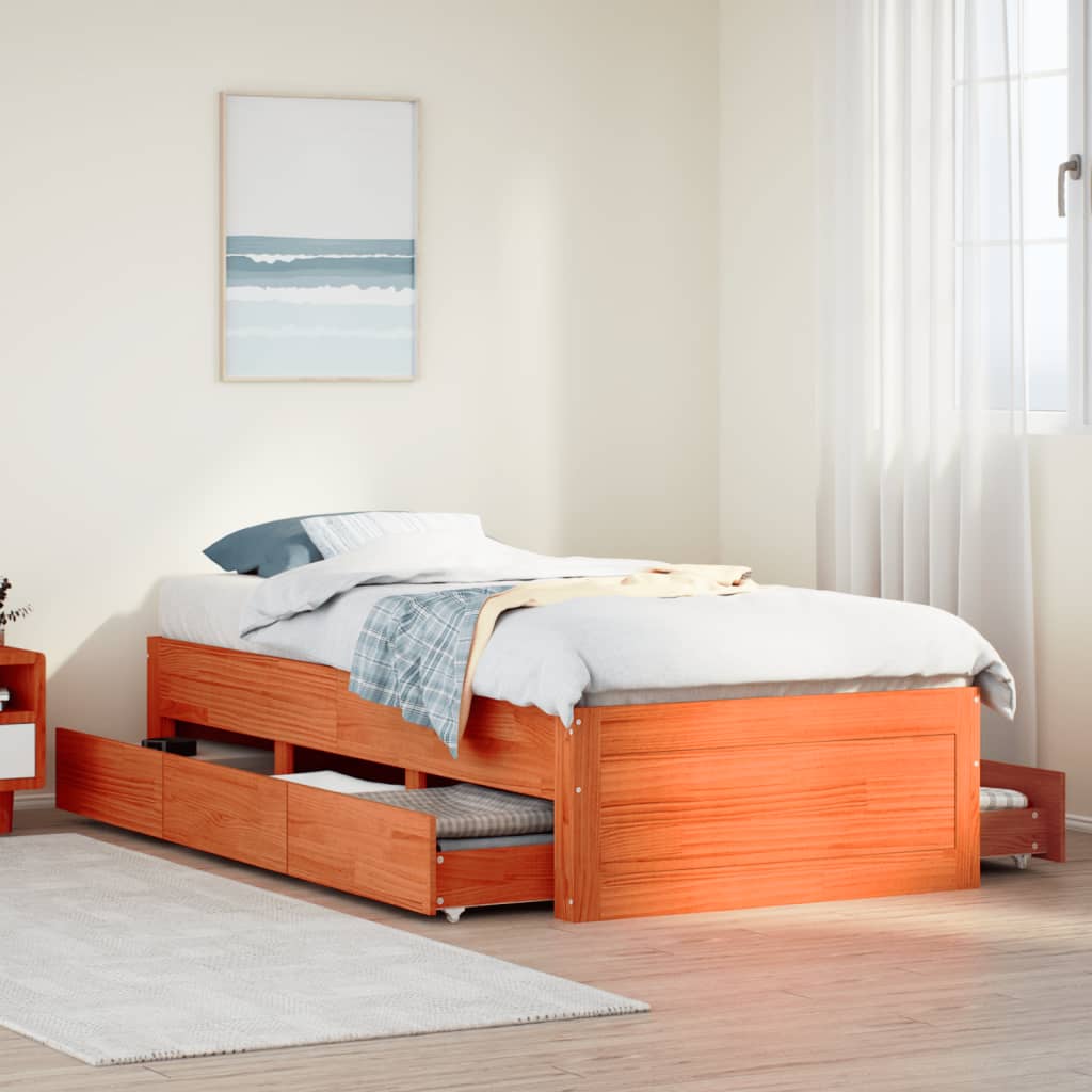 Bedframe Zonder Matras Met Lades Grenenhout