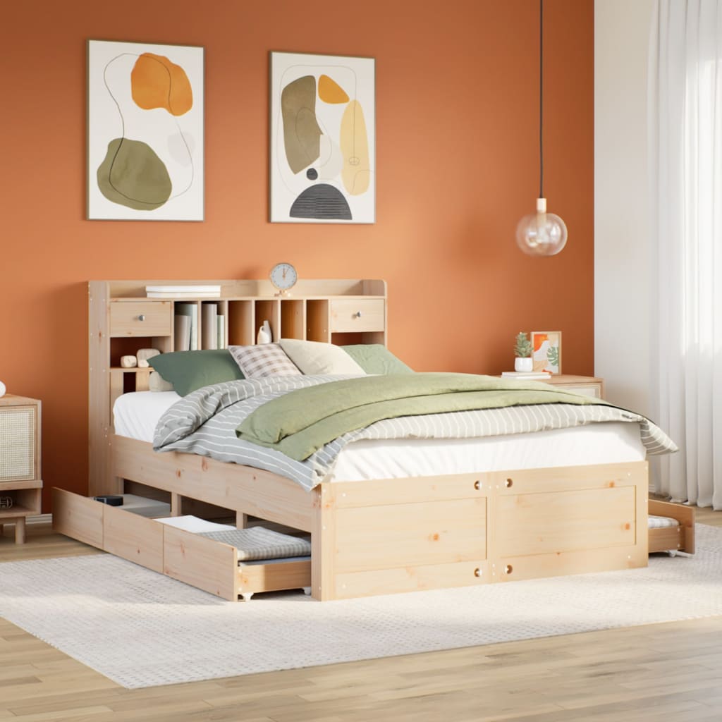 Bed Met Boekenkast Zonder Matras Grenenhout