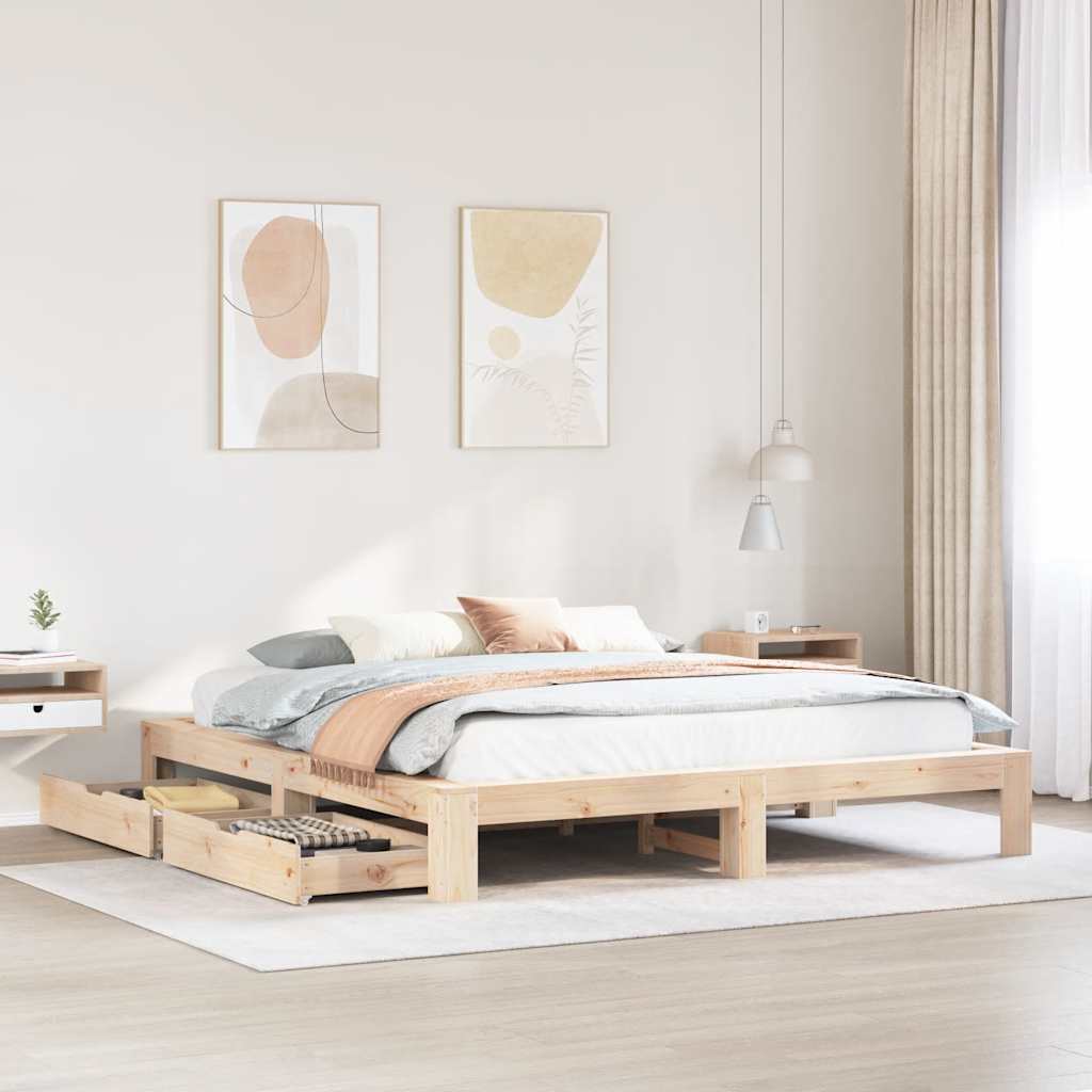 Bedframe Zonder Matras Massief Grenenhout