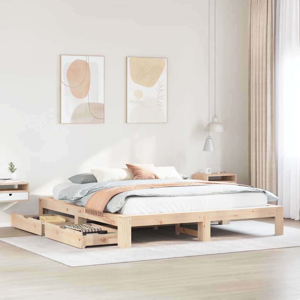 Bedframe Zonder Matras Massief Grenenhout