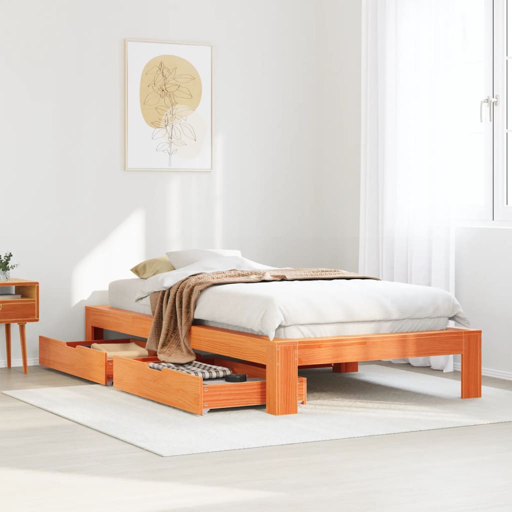 Bedframe Zonder Matras Massief Grenenhout