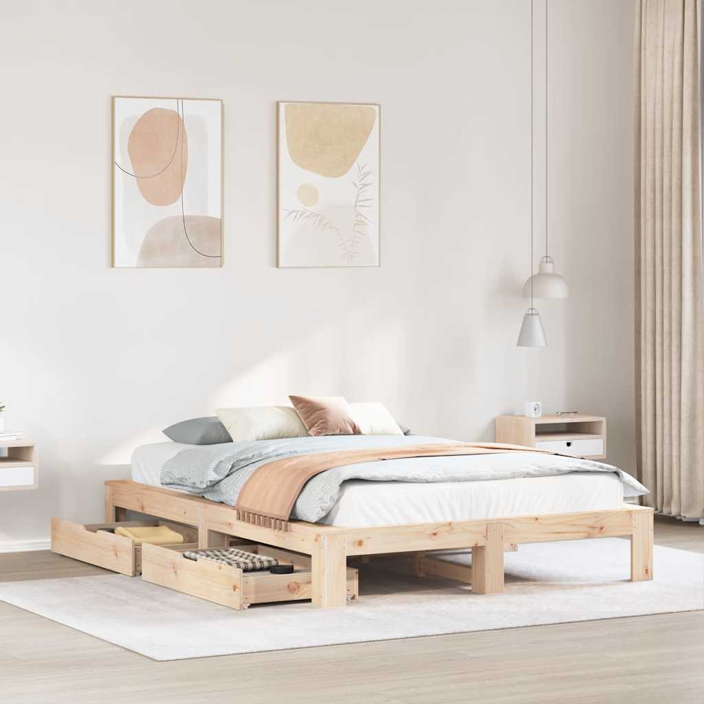 Bedframe Zonder Matras Massief Grenenhout