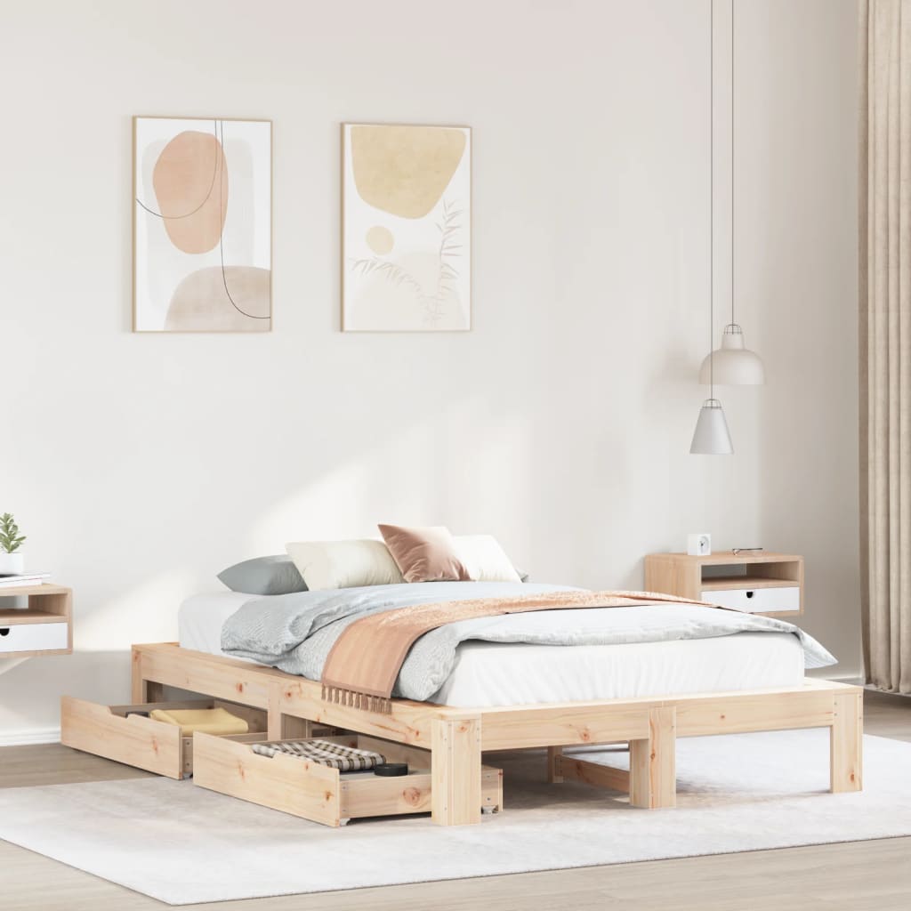 Bedframe Zonder Matras Massief Grenenhout