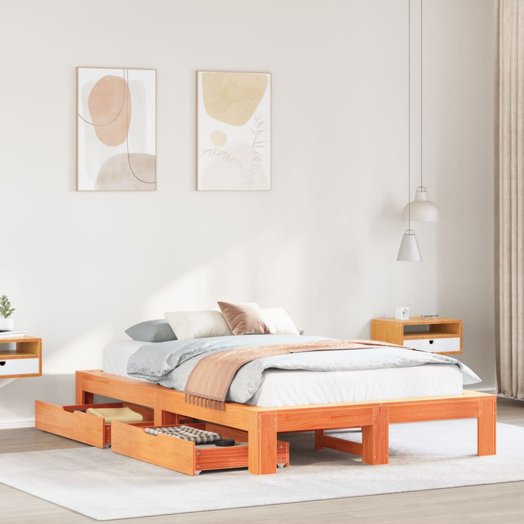 Bedframe Zonder Matras Massief Grenenhout